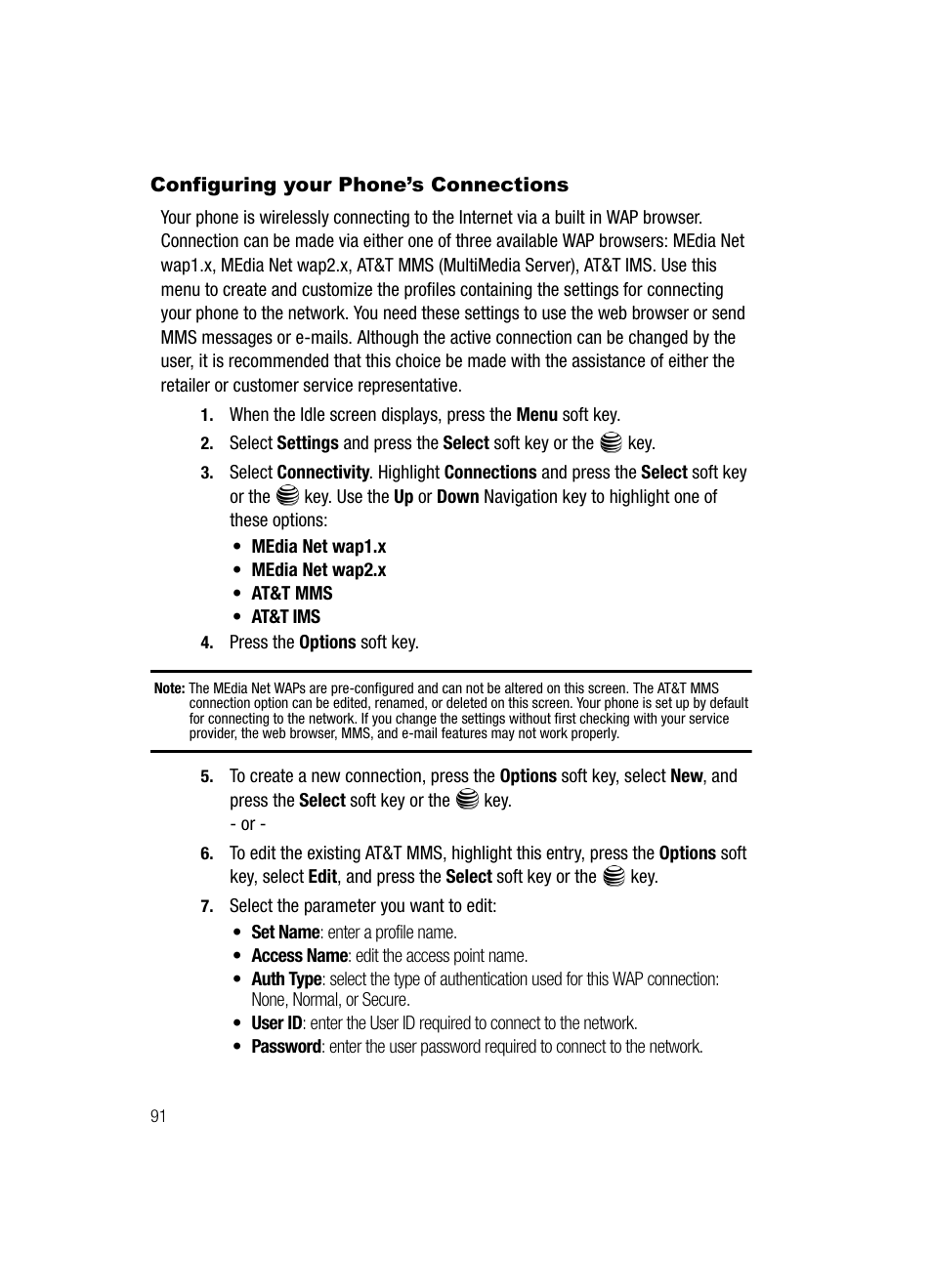 Configuring your phone’s connections | Samsung SGH-A717ZKAATT User Manual | Page 94 / 188