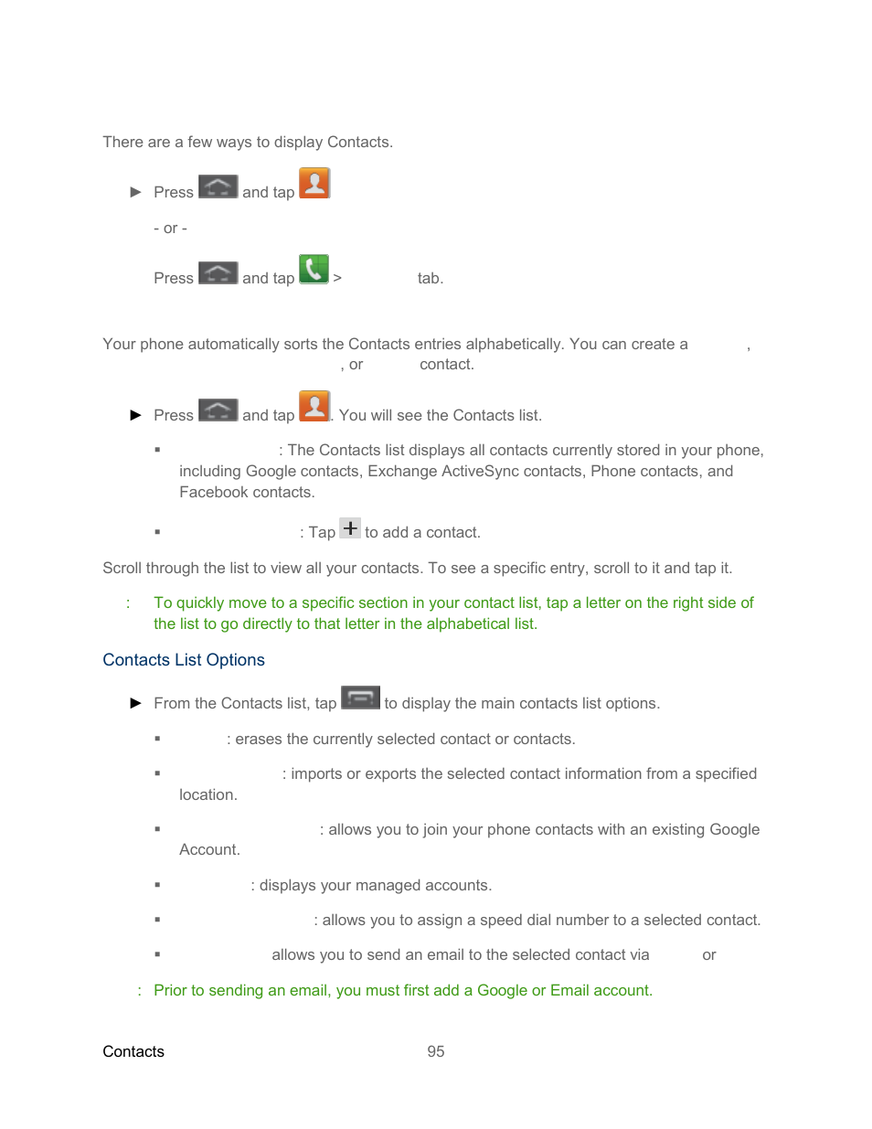 Access contacts, The contacts list | Samsung SPH-L300ZSASPR User Manual | Page 106 / 217