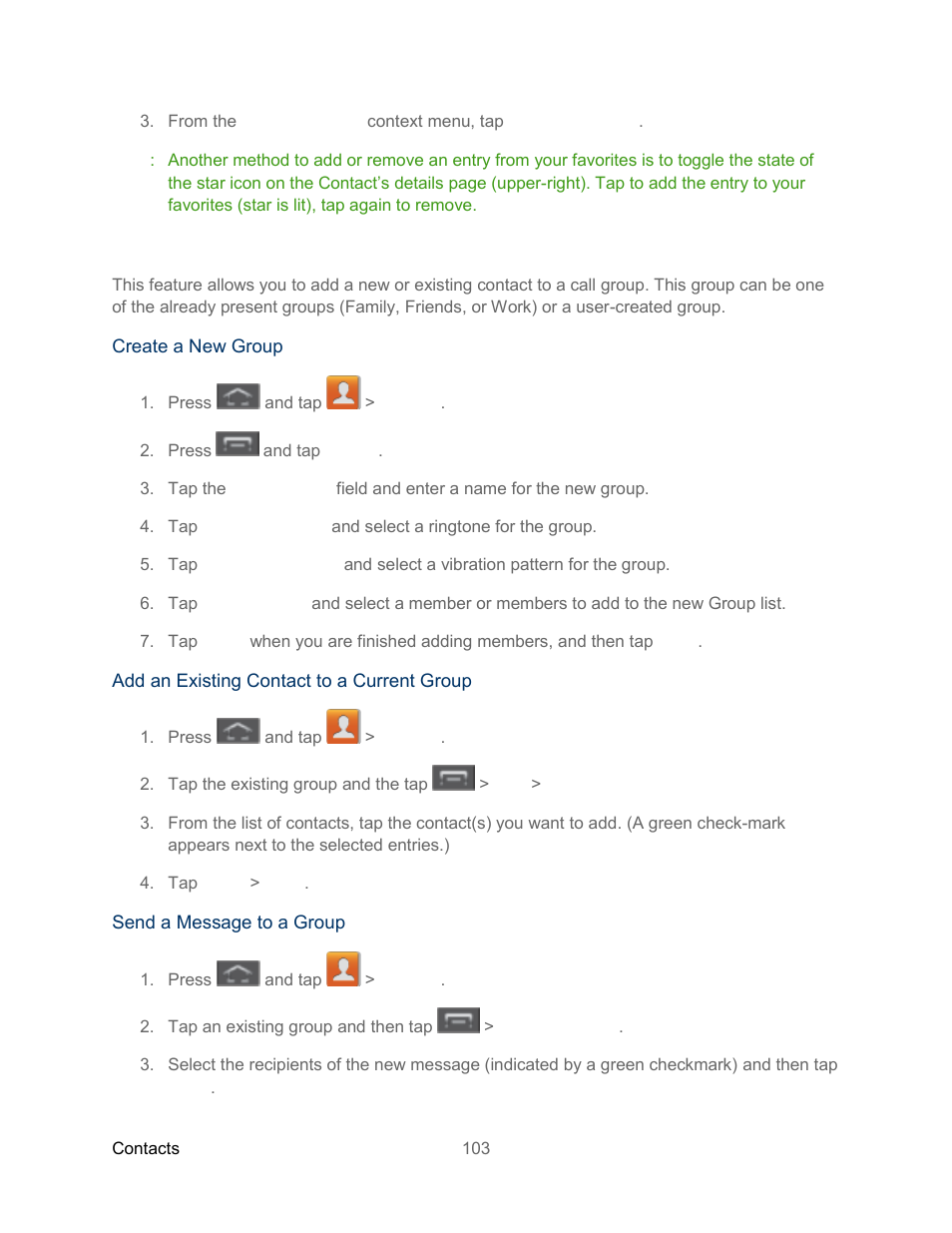 Create groups | Samsung SPH-L300ZSASPR User Manual | Page 114 / 217