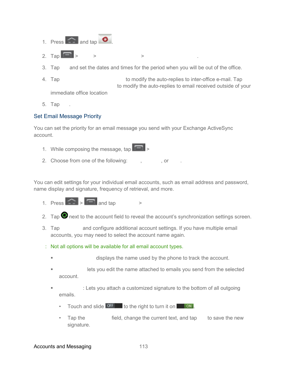 Edit email account settings | Samsung SPH-L300ZSASPR User Manual | Page 124 / 217