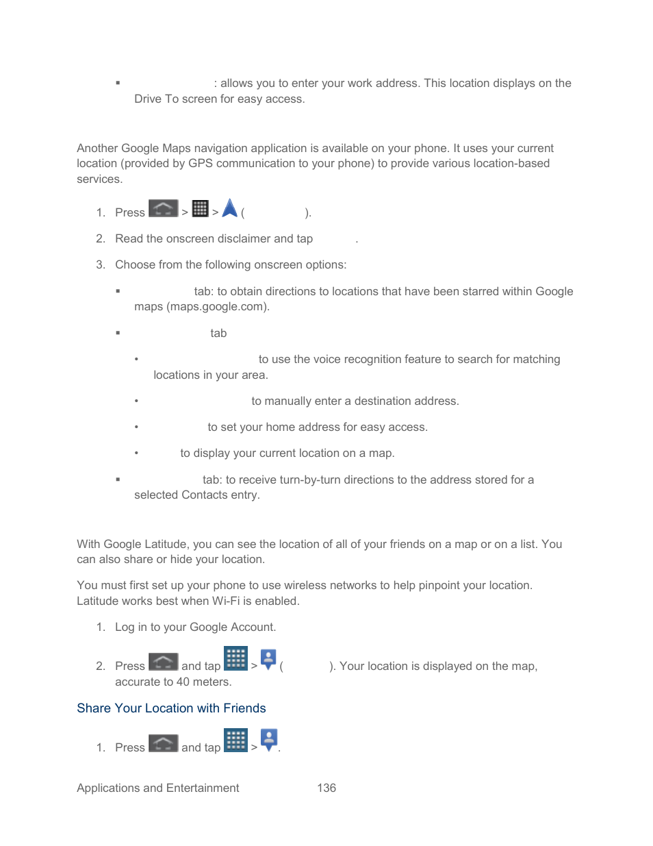 Google navigation, Latitude | Samsung SPH-L300ZSASPR User Manual | Page 147 / 217