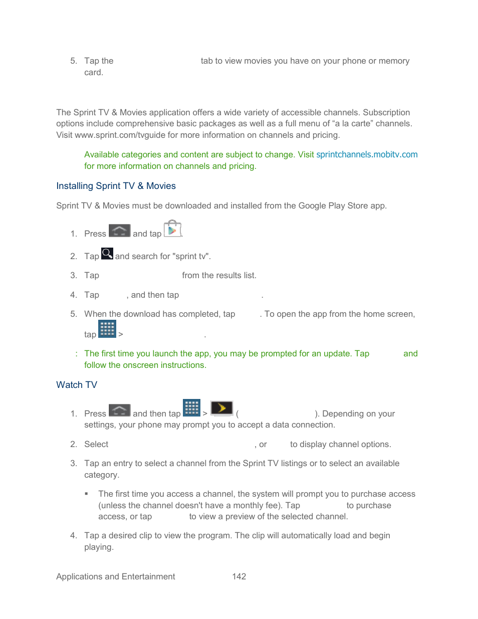 Sprint tv & movies | Samsung SPH-L300ZSASPR User Manual | Page 153 / 217