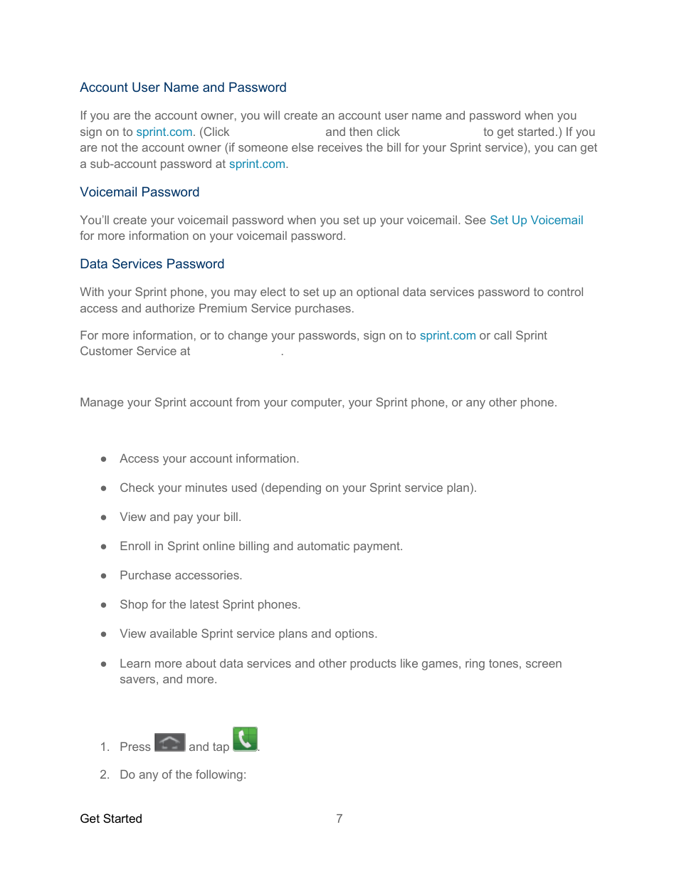 Manage your account | Samsung SPH-L300ZSASPR User Manual | Page 18 / 217