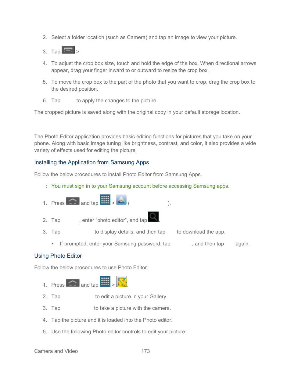Photo editor | Samsung SPH-L300ZSASPR User Manual | Page 184 / 217