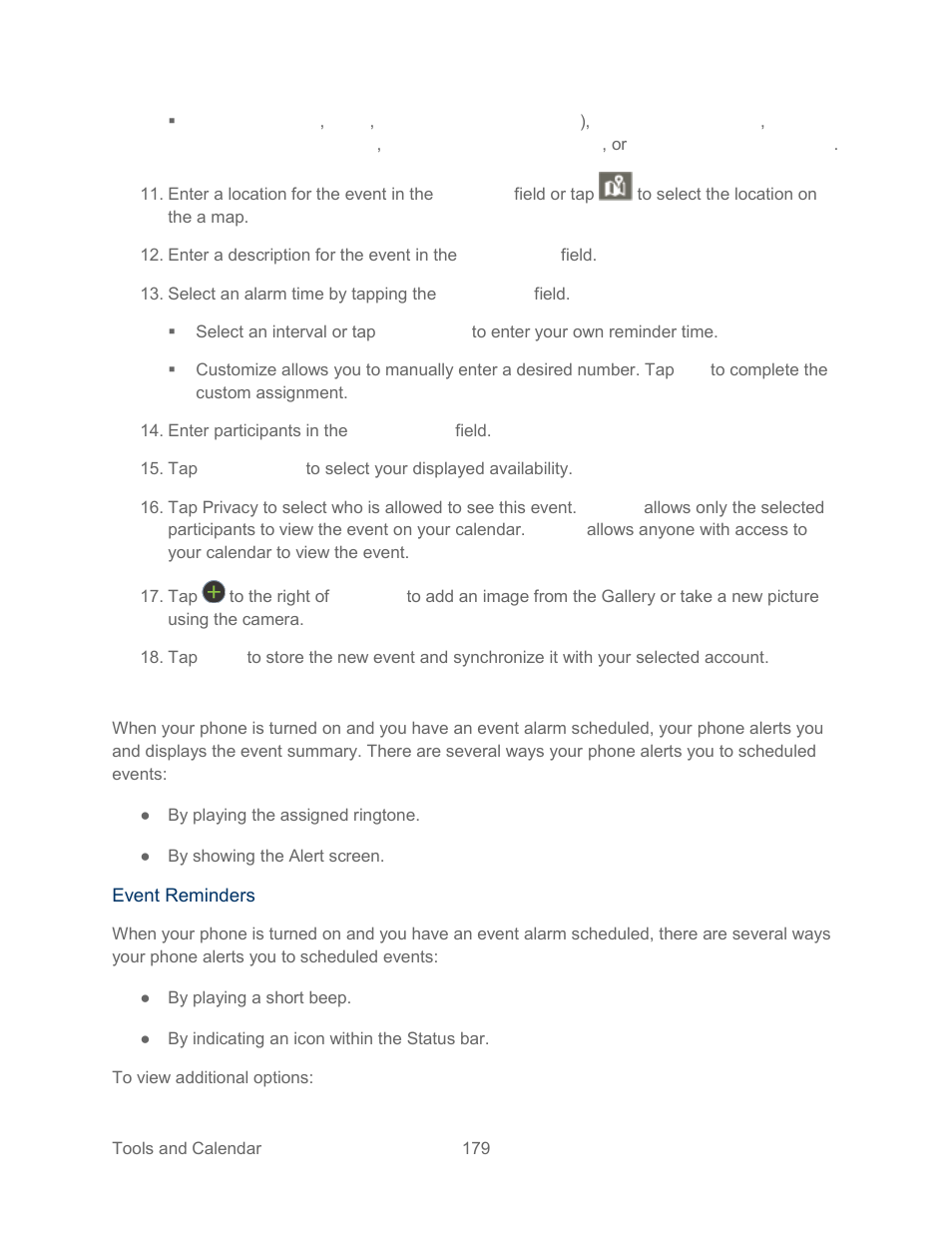 Event alerts | Samsung SPH-L300ZSASPR User Manual | Page 190 / 217