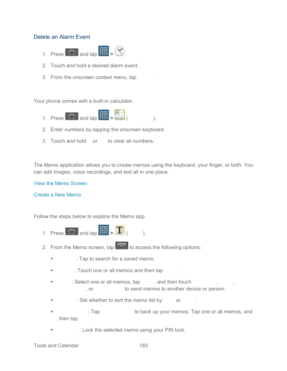 Calculator, Memo, View the memo screen | My files | Samsung SPH-L300ZSASPR User Manual | Page 194 / 217