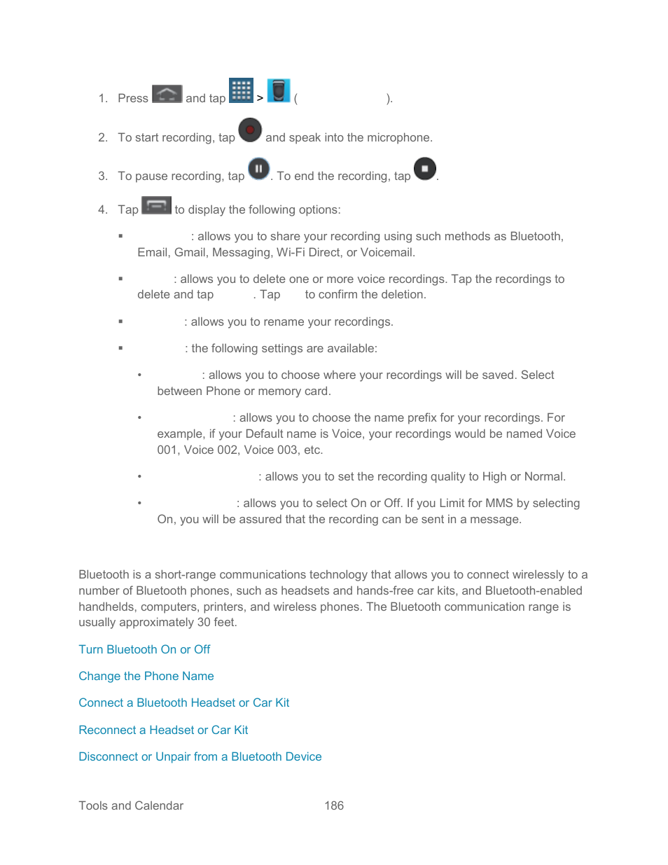 Bluetooth | Samsung SPH-L300ZSASPR User Manual | Page 197 / 217