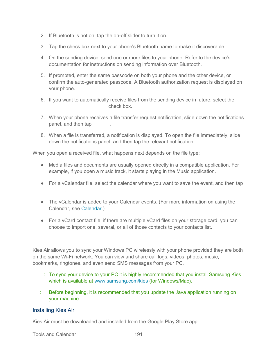 Kies air | Samsung SPH-L300ZSASPR User Manual | Page 202 / 217