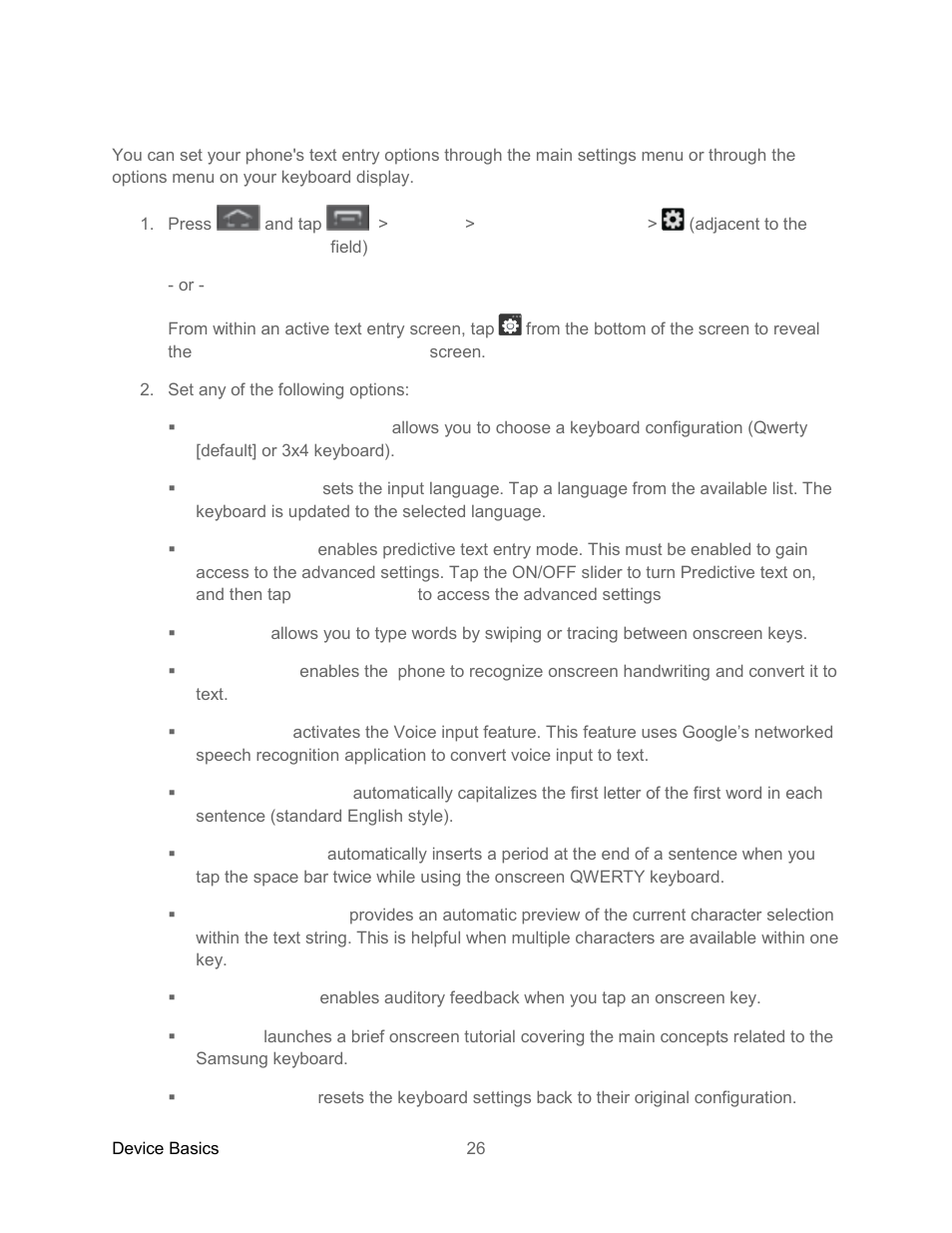 Text entry options | Samsung SPH-L300ZSASPR User Manual | Page 37 / 217