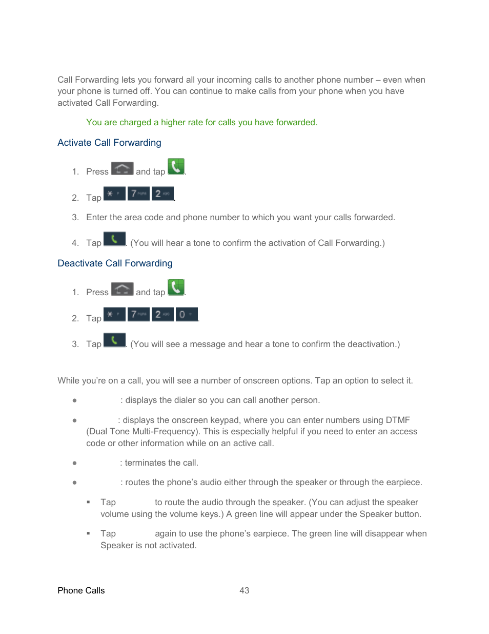 Call forwarding, In-call options | Samsung SPH-L300ZSASPR User Manual | Page 54 / 217