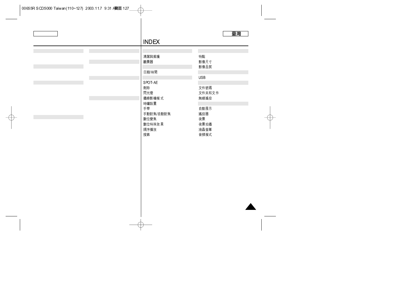 Index | Samsung SC-D5000-XAC User Manual | Page 127 / 128