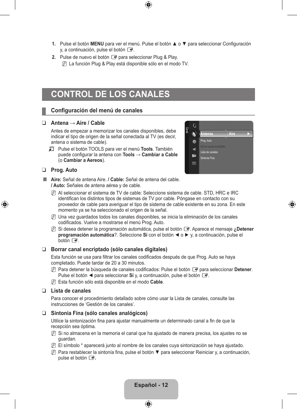 Control de los canales | Samsung LS23EMNKUY-ZA User Manual | Page 52 / 79