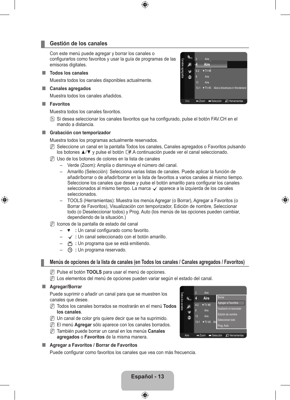 Gestión de los canales | Samsung LS23EMNKUY-ZA User Manual | Page 53 / 79