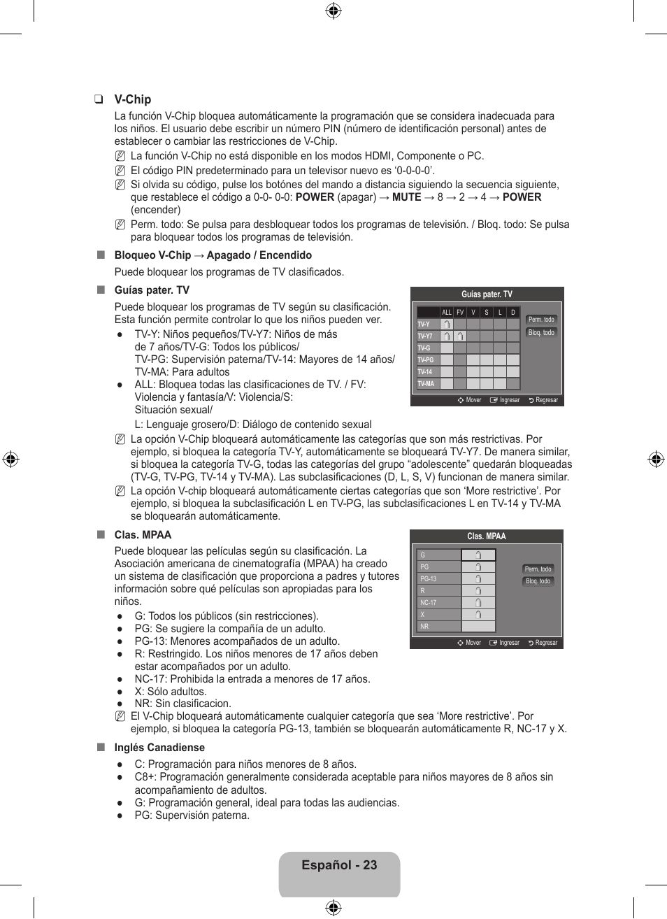 Español - 23 | Samsung LS23EMNKUY-ZA User Manual | Page 63 / 79