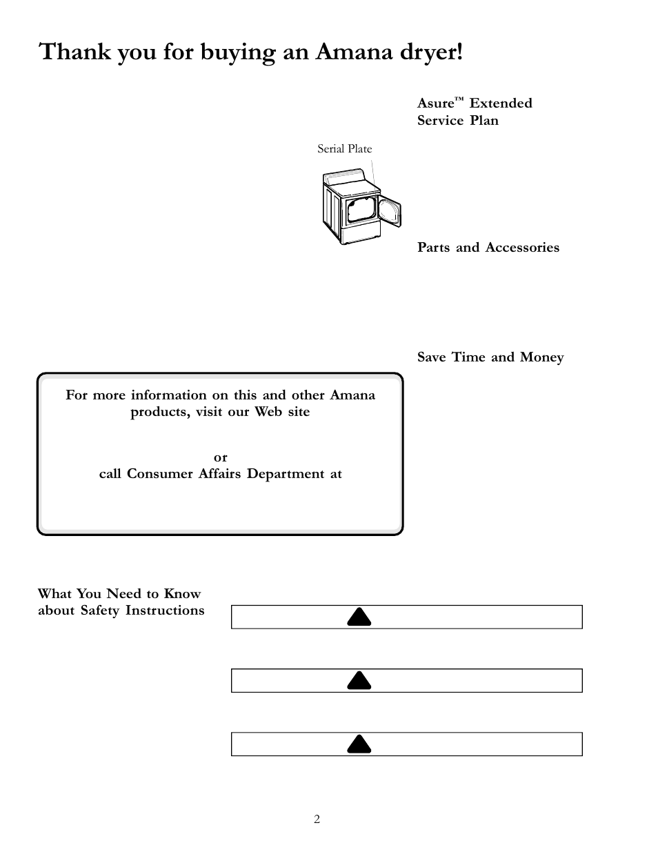 Danger, Warning, Caution | Amana 40091502 User Manual | Page 2 / 12