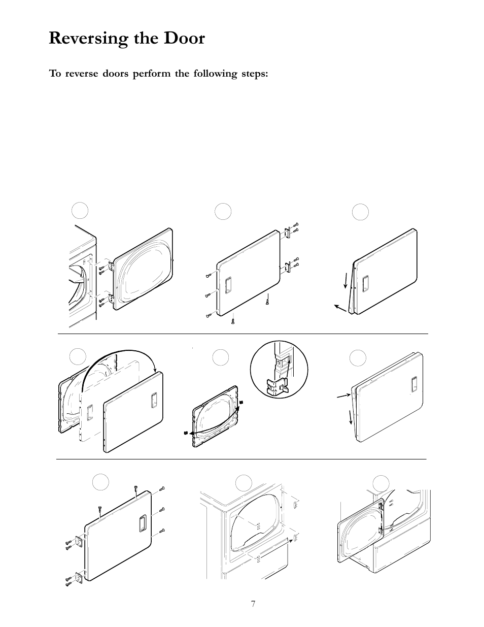 Reversing the door | Amana 40091502 User Manual | Page 7 / 12