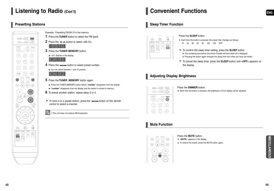 Convenient functions, Listening to radio | Samsung HT-X200T-XAA User Manual | Page 25 / 31