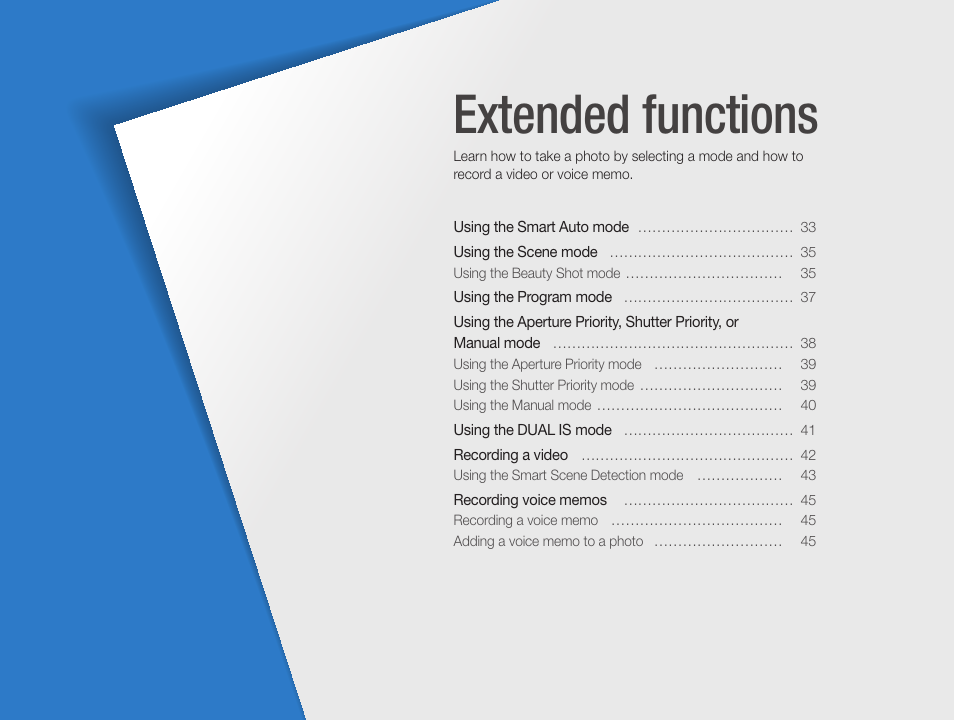 Extended functions | Samsung EC-TL500ZBPBUS User Manual | Page 33 / 129