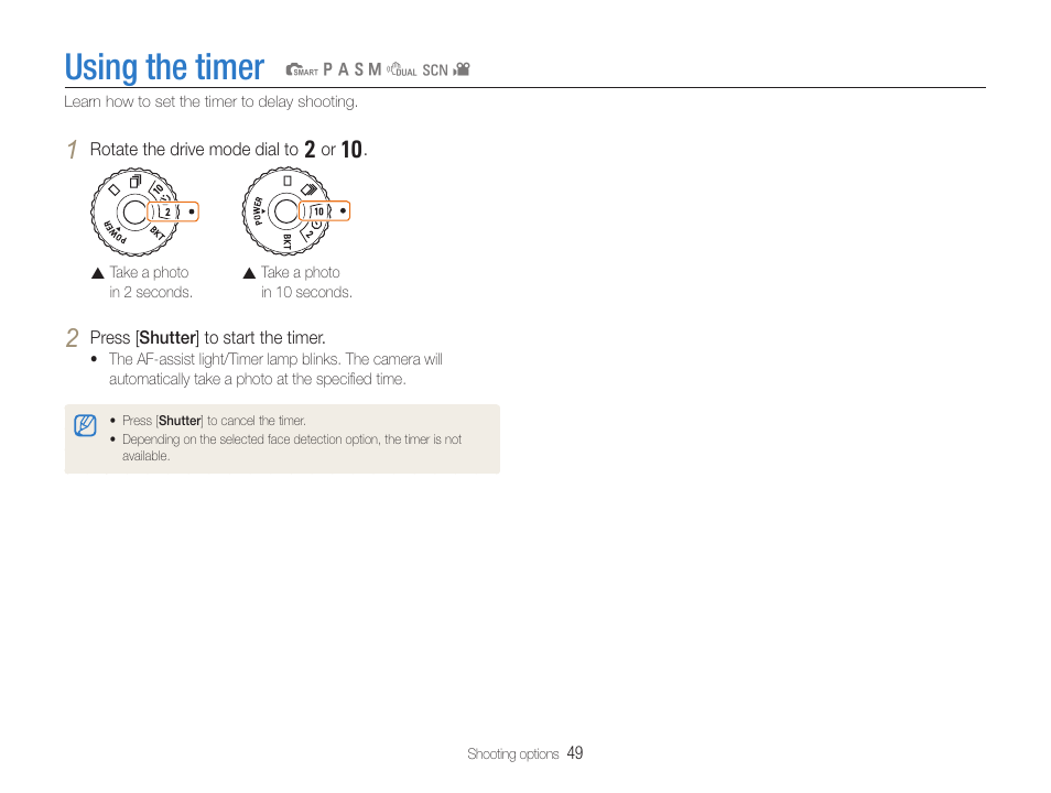 Using the timer | Samsung EC-TL500ZBPBUS User Manual | Page 50 / 129