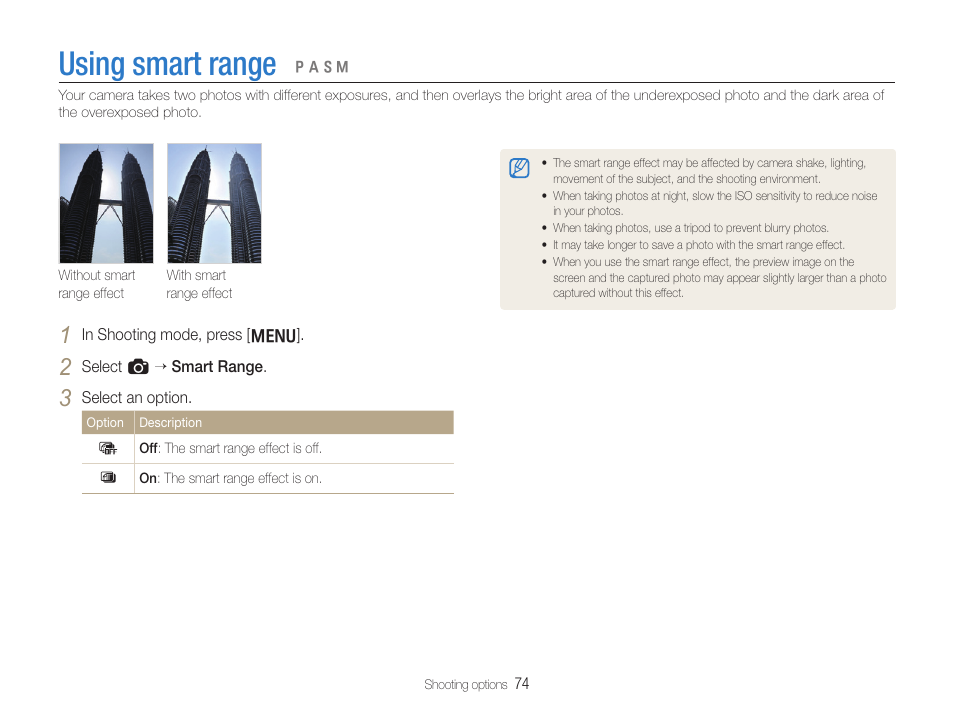 Using smart range | Samsung EC-TL500ZBPBUS User Manual | Page 75 / 129