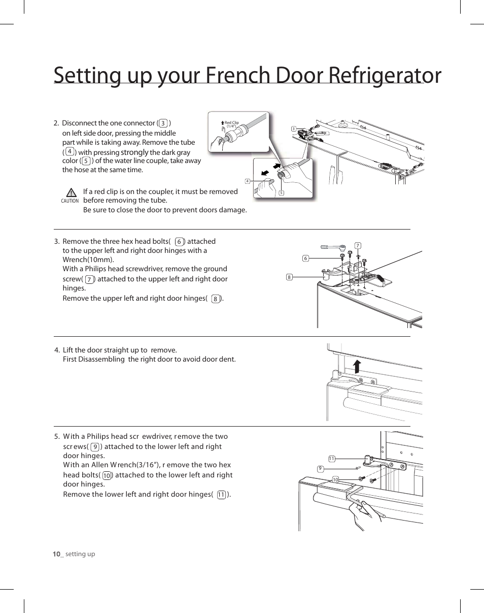 Setting up your french door refrigerator | Samsung RF26XAEPN-XAA User Manual | Page 10 / 88