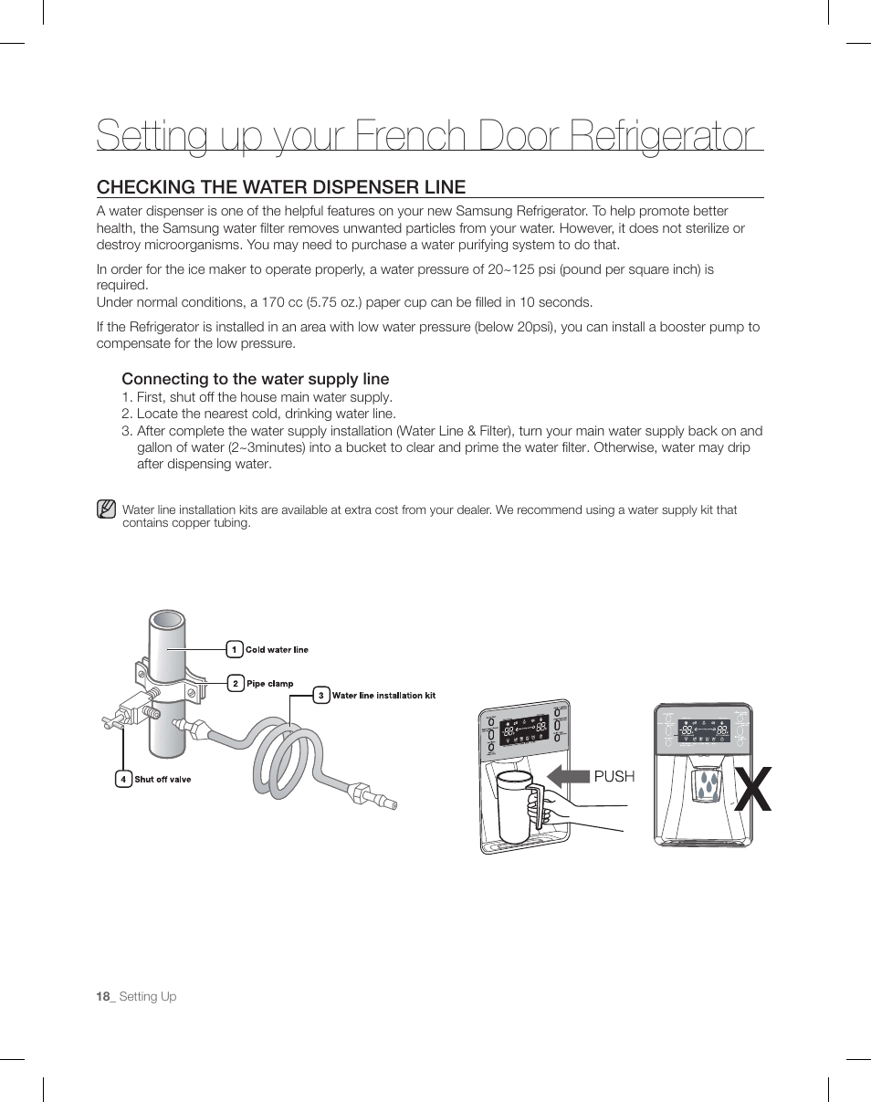 Setting up your french door refrigerator | Samsung RF26XAEPN-XAA User Manual | Page 18 / 88