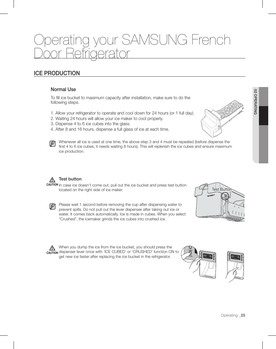 Operating your samsung french door refrigerator | Samsung RF26XAEPN-XAA User Manual | Page 25 / 88