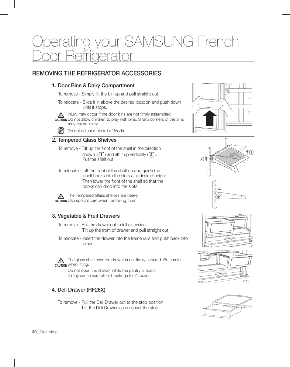 Operating your samsung french door refrigerator | Samsung RF26XAEPN-XAA User Manual | Page 30 / 88