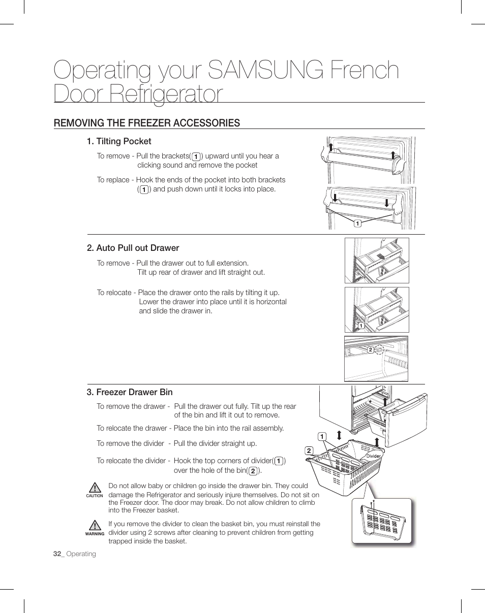 Operating your samsung french door refrigerator | Samsung RF26XAEPN-XAA User Manual | Page 32 / 88