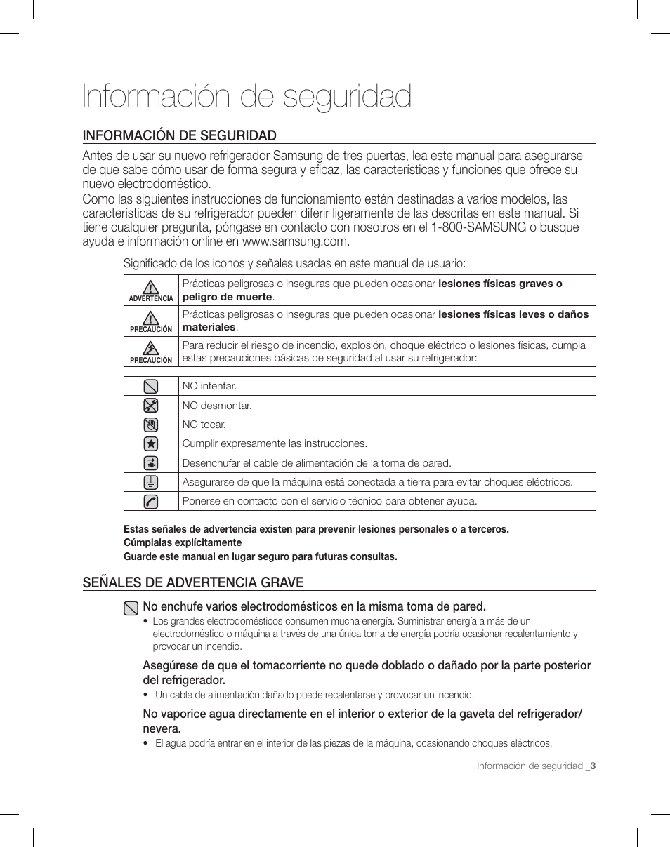 Información de seguridad | Samsung RF26XAEPN-XAA User Manual | Page 49 / 88
