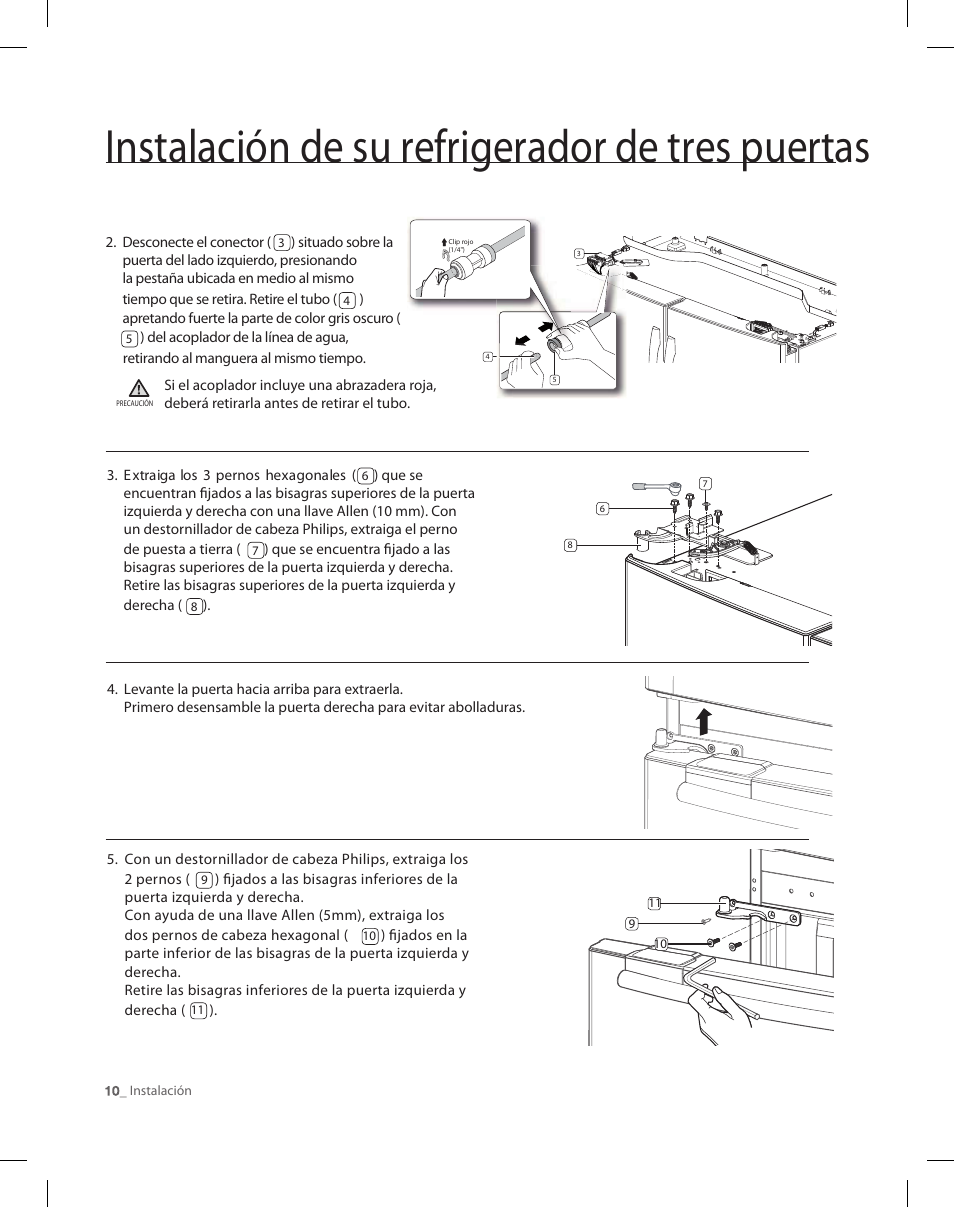 Instalación de su refrigerador de tres puertas | Samsung RF26XAEPN-XAA User Manual | Page 56 / 88