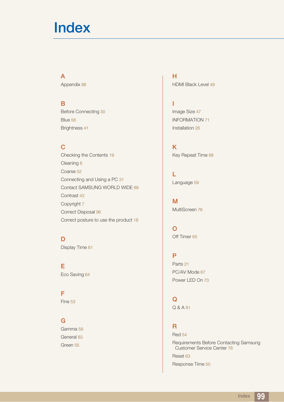 Index | Samsung LS24C570HL-ZA User Manual | Page 99 / 100