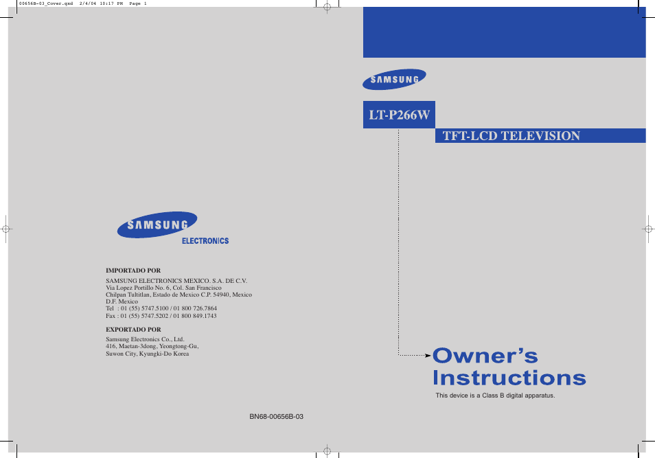 Samsung LTP266WX-XAC User Manual | 79 pages