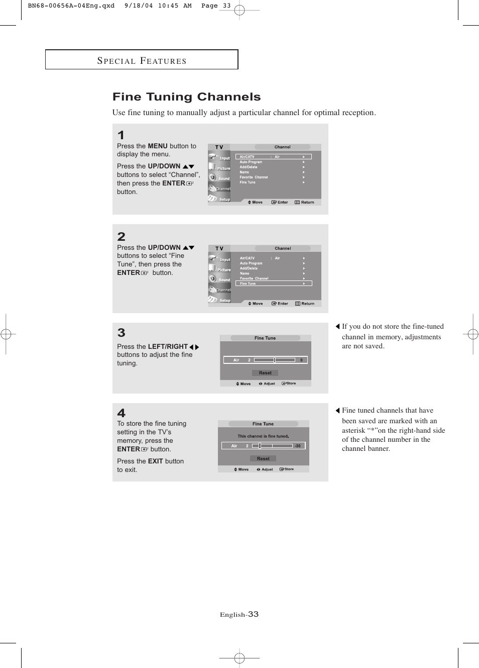 Fine tuning channels | Samsung LTP266WX-XAC User Manual | Page 38 / 79