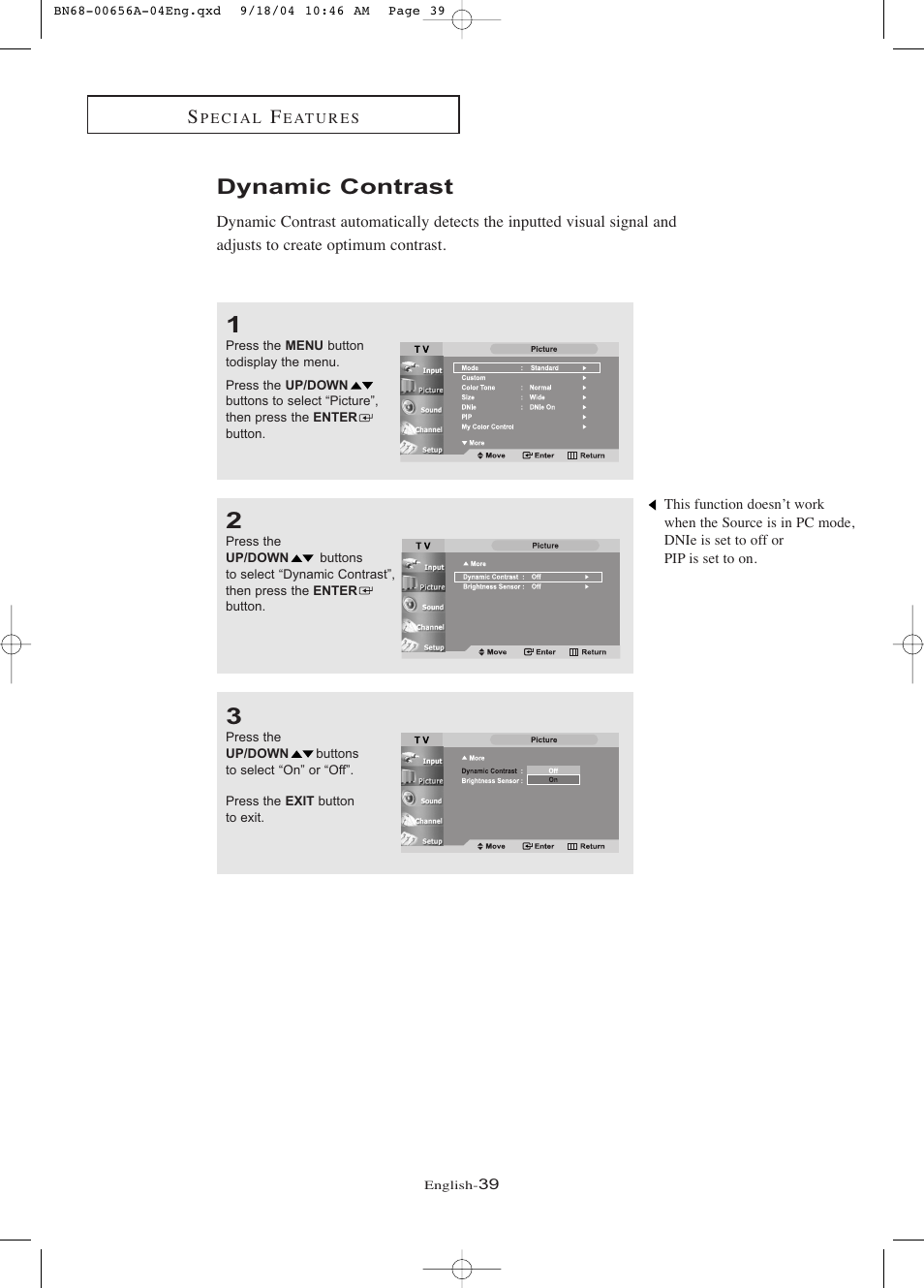 Dynamic contrast | Samsung LTP266WX-XAC User Manual | Page 44 / 79