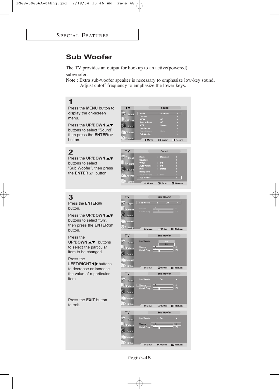 Sub woofer | Samsung LTP266WX-XAC User Manual | Page 53 / 79