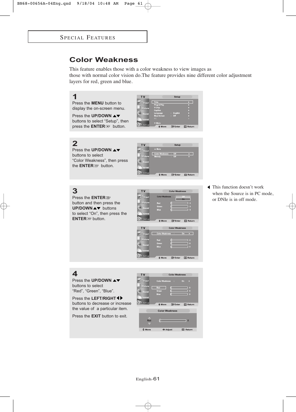 Color weakness | Samsung LTP266WX-XAC User Manual | Page 66 / 79