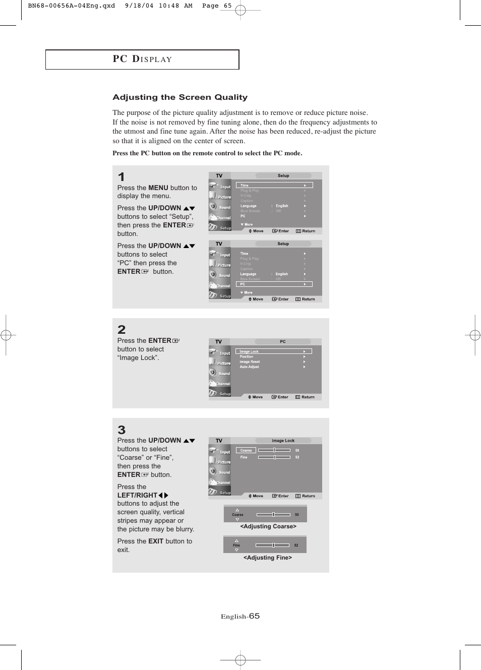 Adjusting the screen quality, P c d | Samsung LTP266WX-XAC User Manual | Page 70 / 79