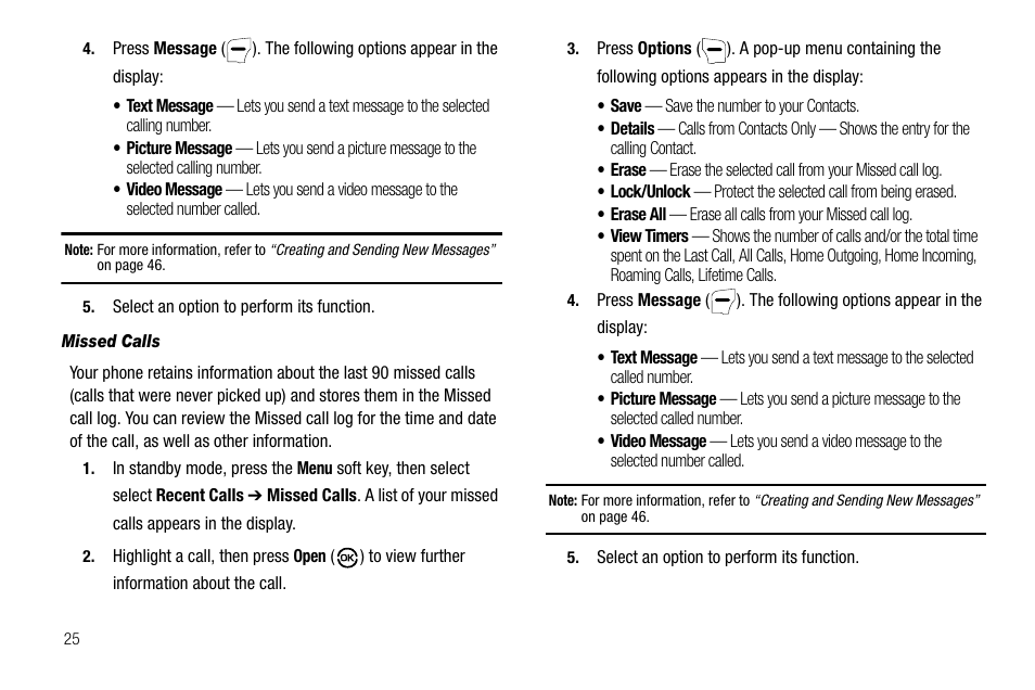 Missed calls | Samsung SCH-R550ZKACRI User Manual | Page 28 / 152