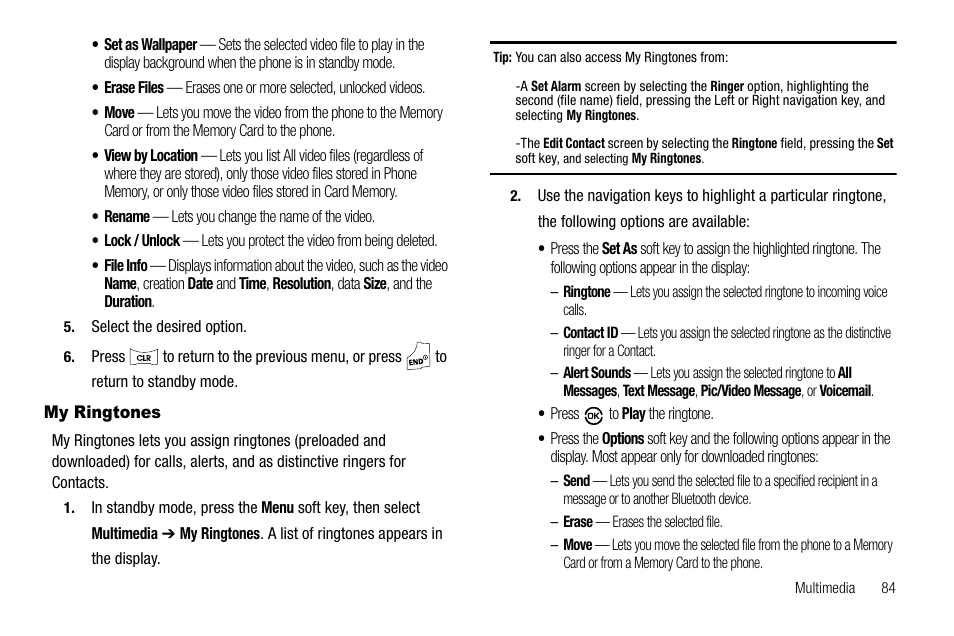 My ringtones | Samsung SCH-R550ZKACRI User Manual | Page 87 / 152