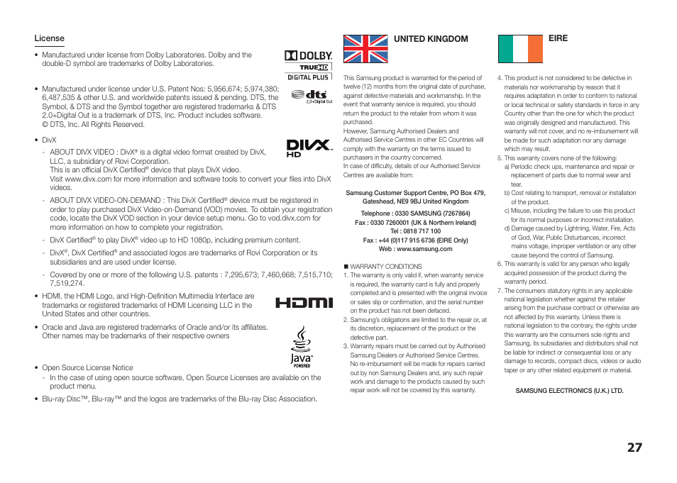 Samsung BD-E5300-ZA User Manual | Page 27 / 28