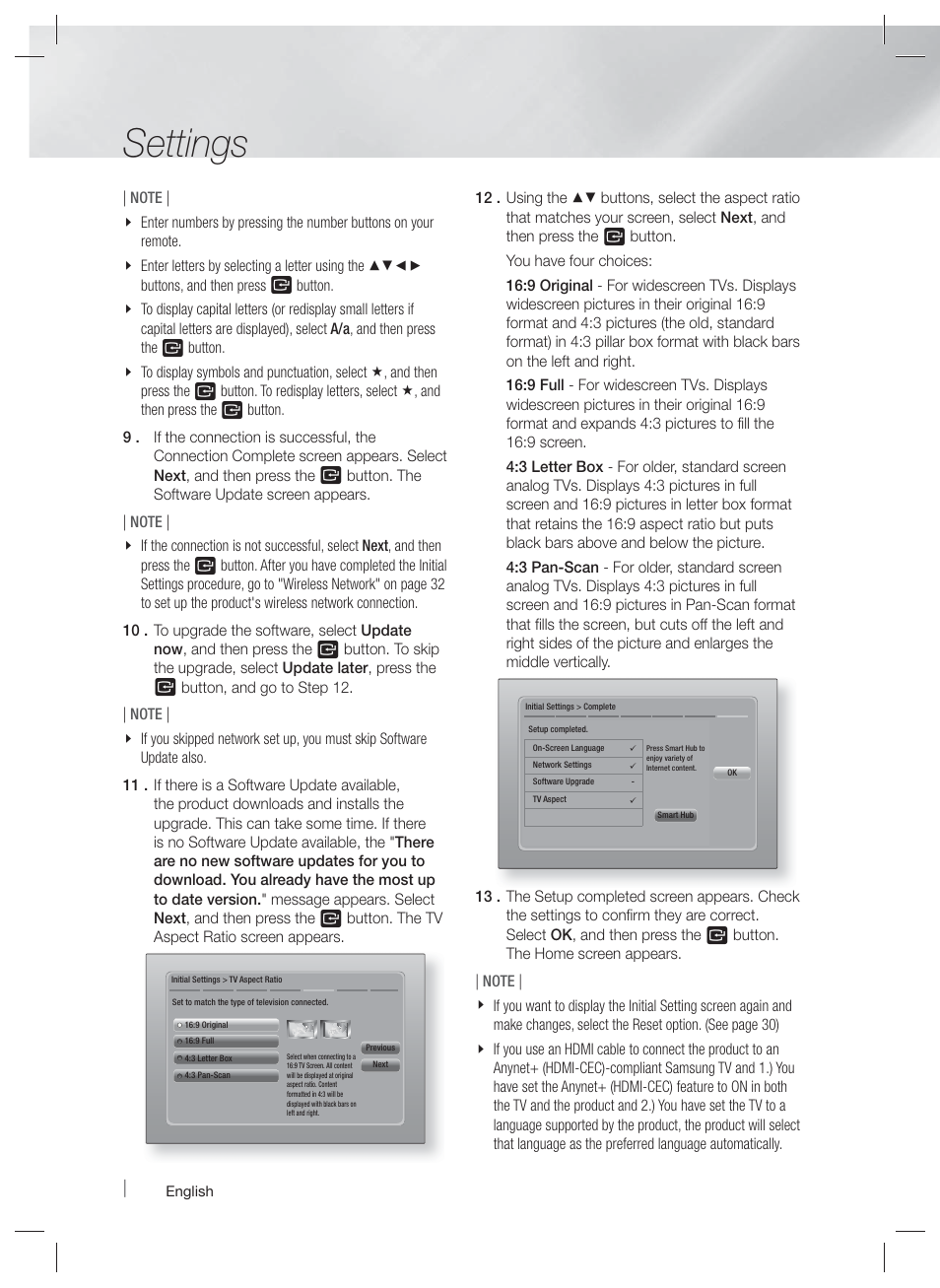 Settings | Samsung HT-E5400-ZA User Manual | Page 24 / 65
