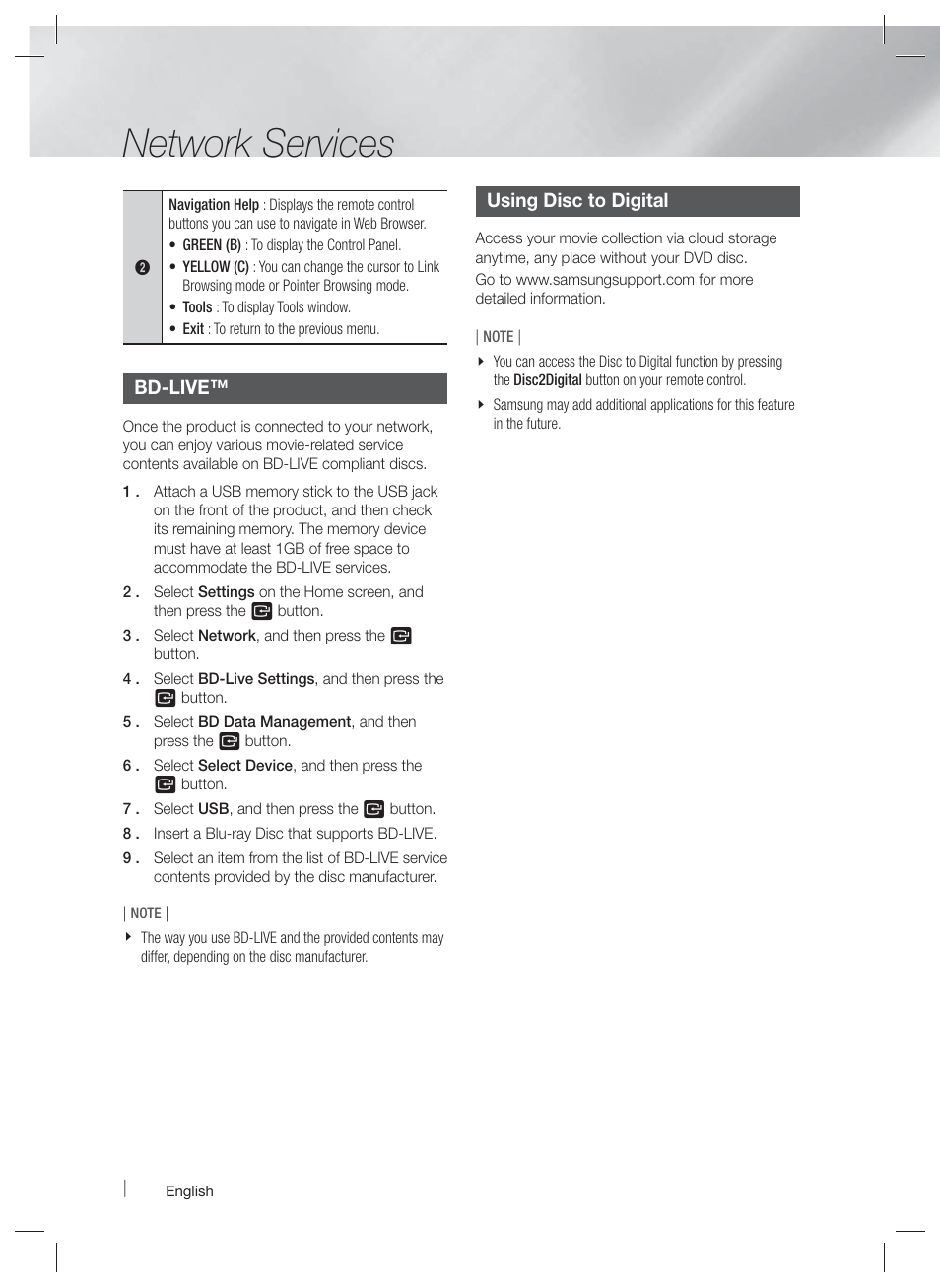 Network services | Samsung HT-E5400-ZA User Manual | Page 52 / 65