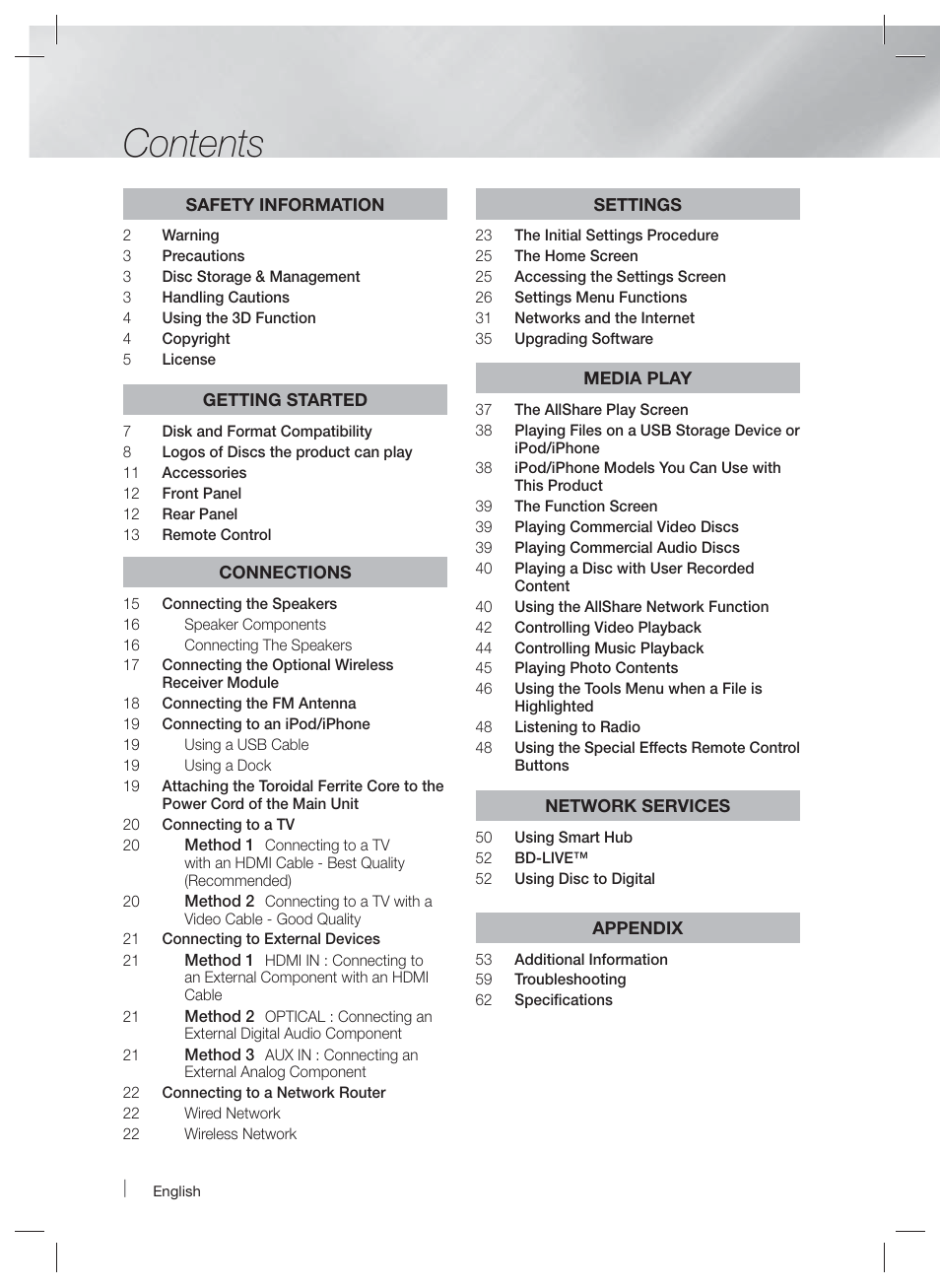 Samsung HT-E5400-ZA User Manual | Page 6 / 65