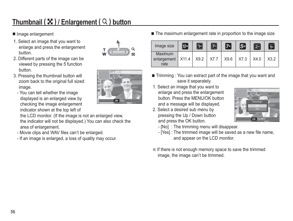 Thumbnail, Enlargement, Button | Samsung EC-SL201SBA-US User Manual | Page 57 / 98