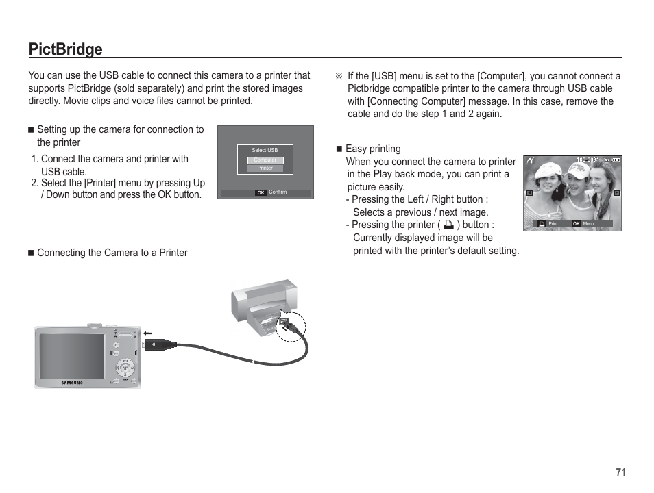 Pictbridge | Samsung EC-SL201SBA-US User Manual | Page 72 / 98