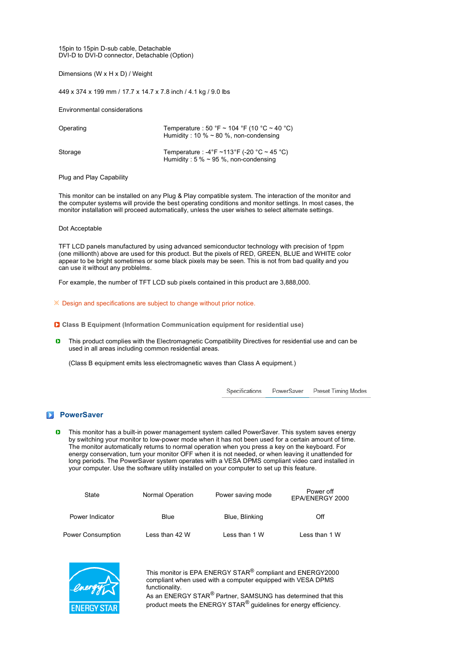 Powersaver | Samsung LS19PEJSFV-XAA User Manual | Page 44 / 60
