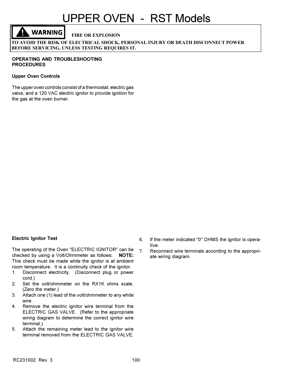 Upper oven - rst models | Amana RSS User Manual | Page 101 / 124