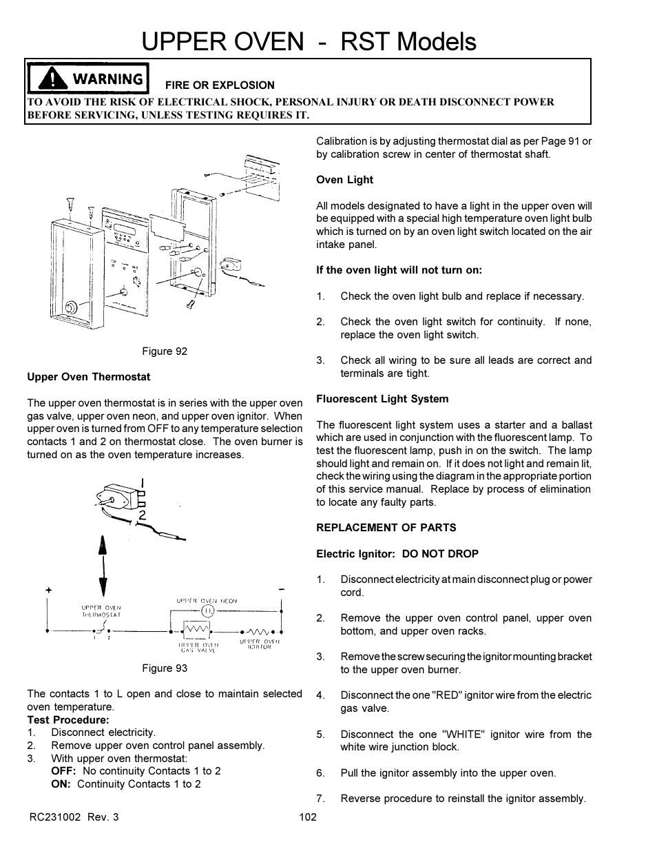 Upper oven - rst models | Amana RSS User Manual | Page 103 / 124