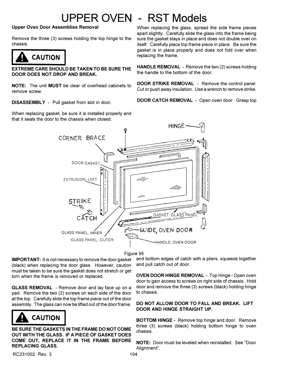 Upper oven - rst models | Amana RSS User Manual | Page 105 / 124